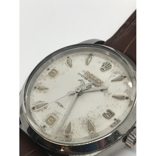 22 - A vintage gentleman's Rolex Oyster perpetual air-king watch model 5500 with the rarer 3,6,9 Arabic d... 