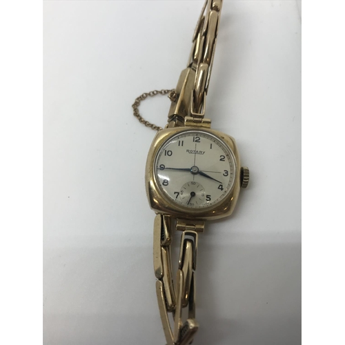 24 - A vintage 9ct yellow gold ladies Rotary wrist watch with white dial and manual wind, 375 is stamped ... 