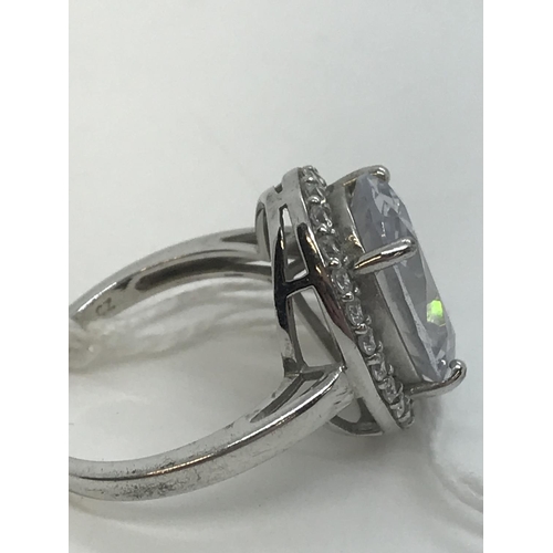 34 - A silver CZ ladies statement piece/dress ring, stamped 925, approx. size T/U