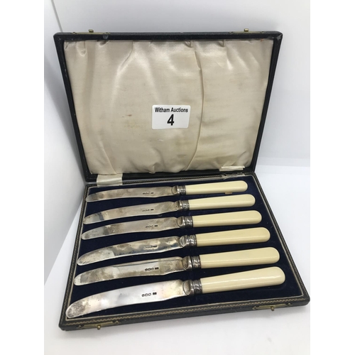 4 - A cased set of six butter knives hallmarked Sheffield 1931 maker William Needham