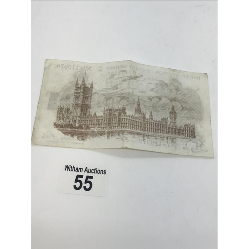 55 - United Kingdom of Great Britain and Ireland King George V, Warren Fisher One Pound Bank Note, K1 69 ... 