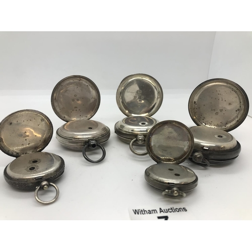 7 - A selection of silver time pieces including a silver fusee pocket watch (with key) hallmarked Cheste... 