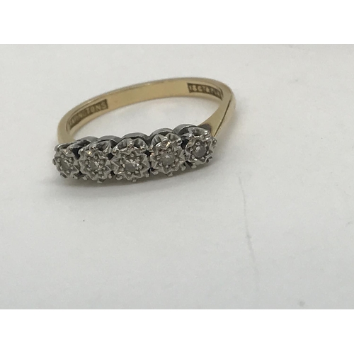 91 - Victorian 18ct yellow gold ring with three diamonds inset to band, hallmarked Birmingham 1892-3, app... 