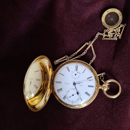 100 - An extremely rare and fine 18K gold full hunter chronometer pocket watch with key wind by John McLen... 