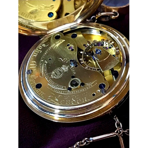 100 - An extremely rare and fine 18K gold full hunter chronometer pocket watch with key wind by John McLen... 