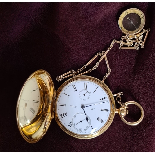 100 - An extremely rare and fine 18K gold full hunter chronometer pocket watch with key wind by John McLen... 