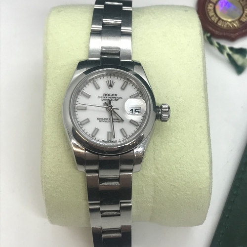 132 - Rolex Oyster Perpetual Lady-Datejust Watch, 179160 with original box, tags and receipts. Working at ... 