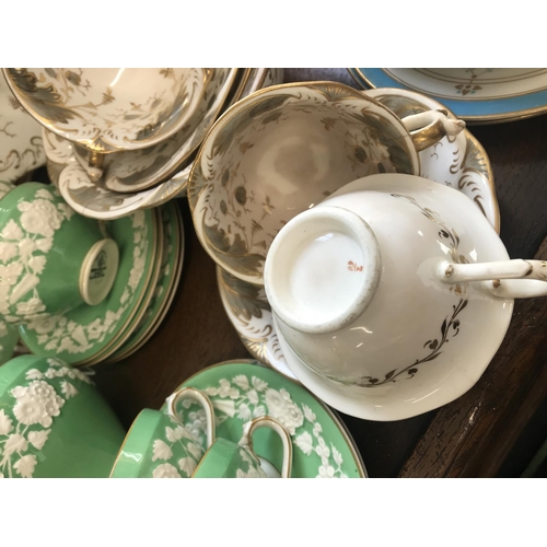 145 - Mixed antique porcelain/ceramic tableware items including S.W.D Burslem ware items, George Jones 'Rh... 