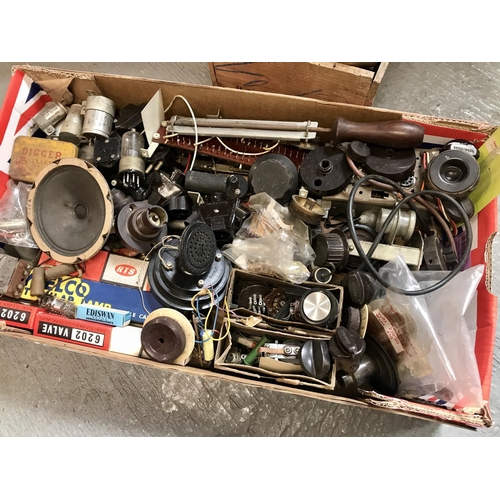 9 - A large quantity of radio valves and accessories, three boxes in total A/F