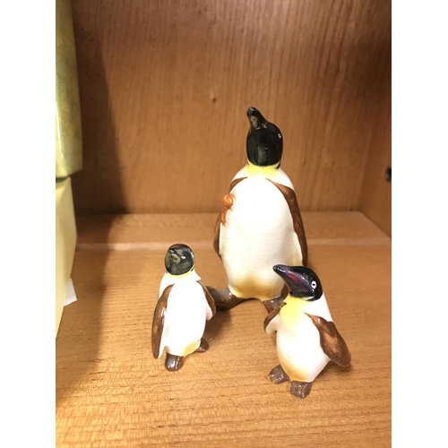 30 - Wade whimsies and other animal figurines together with three Beswick penguins