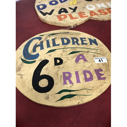 41 - Four Fairground style wooden plaques