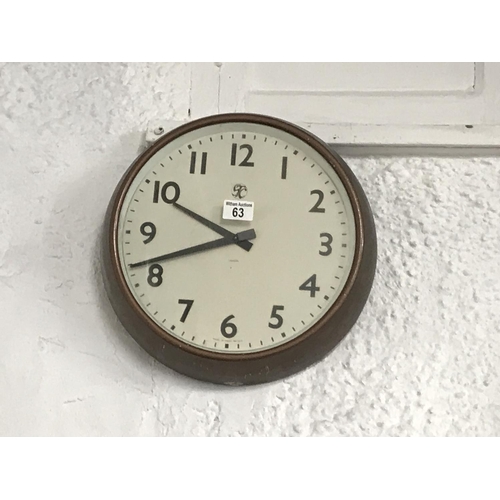 63 - Industrial style electric wall clock by ECS/Smiths, 'STC' to clock face - The initials represents St... 