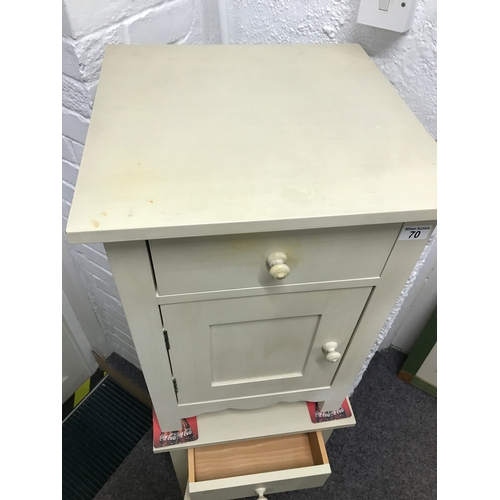 70 - A pair of bedside tables incorporating a cupboard and drawer in shabby chic paint