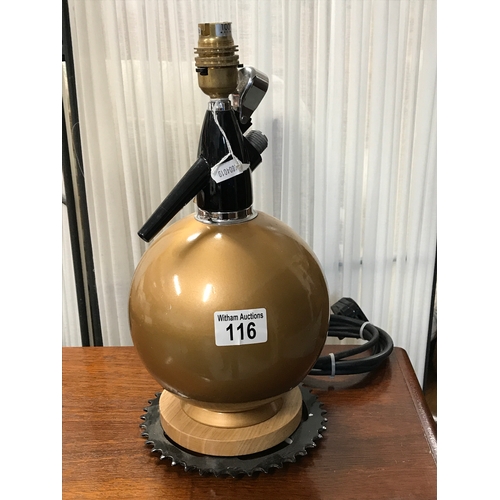 116 - A quirky Soda syphon lamp, Pat tested