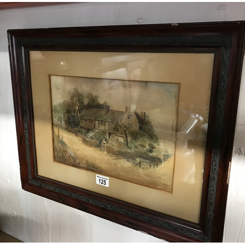 125 - Framed artwork of a Country Cottage, signed by J Kain