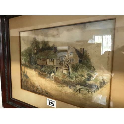 125 - Framed artwork of a Country Cottage, signed by J Kain