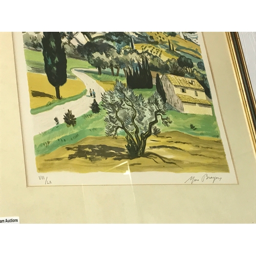 128 - A framed lithographic by artist Yves Brayer (1907-1990) 'La Montagne Sainte-Victoire' signed in penc... 