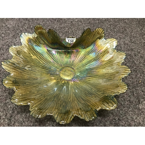 139 - An iridescent glass bowl in flower petal design, approx. L45cm x W35cm