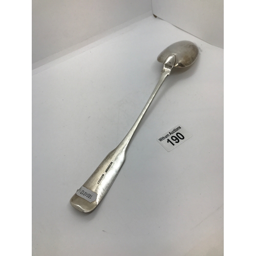 190 - A silver serving spoon with hand motif to handle stamped Corbett Sterling, approx. weight 125g