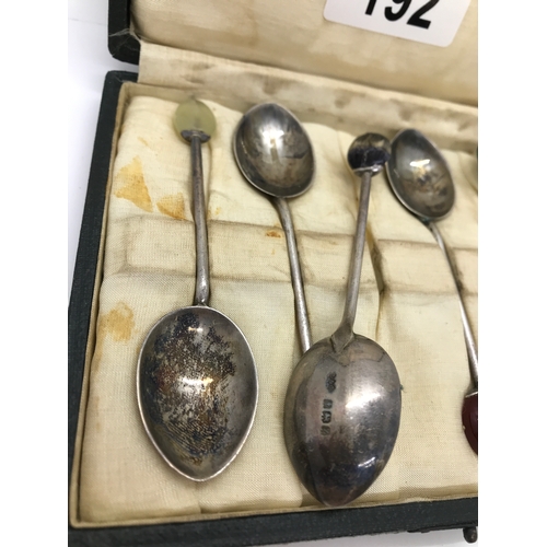 192 - Set of 6 Sterling Silver Liberty Spoons with Semi-Precious Stones, hallmarked Birmingham 1924 with o... 