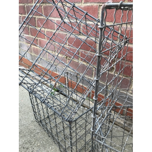 15A - Four vintage industrial style rectangular wired crates, approx size of each crate L30cm x H25cm