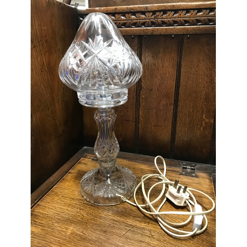 111a - A cut crystal boudoir/table glass lamp complete with shade, Approx overall height 44cm