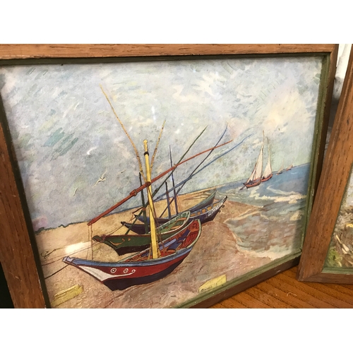 135a - Two Van Gogh prints ‘Boats at St Mary’s’ and ‘ Fishing in Spring’ framed George Pulman & Sons