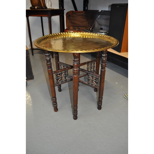 107 - Far eastern style brass/copper charger folding table