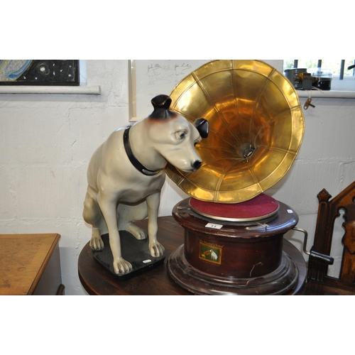 11 - Reproduction His Masters Voice gramophone with large 'Nipper' statue, appprox H50cm dog