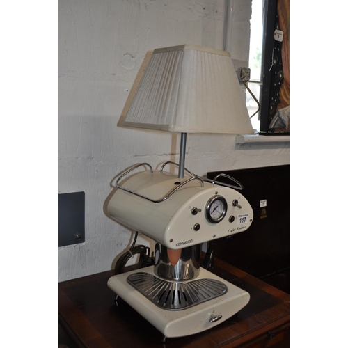 117 - A quirky Kenwood Cafe Maker two bulb  lamp, PAT tested