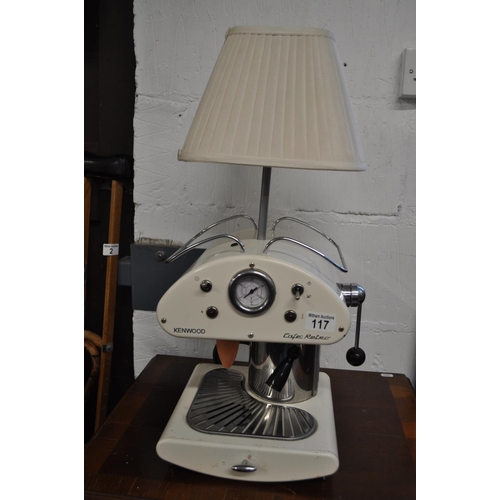 117 - A quirky Kenwood Cafe Maker two bulb  lamp, PAT tested