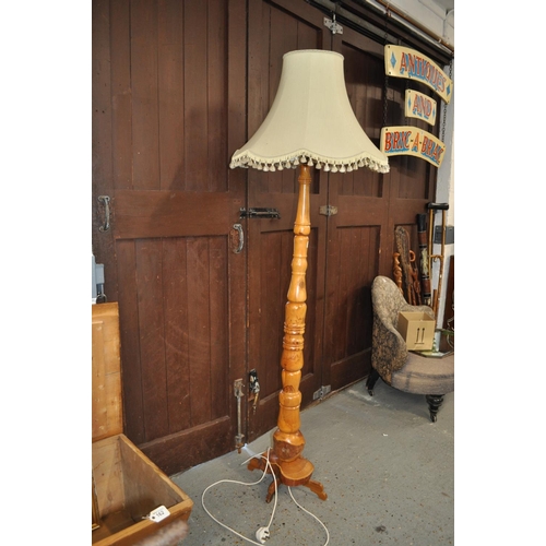 121 - Indonesian style standard floor lamp with shade, PAT tested