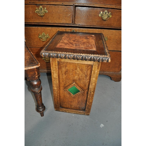 13 - Two ecclesiastical style furniture items consisting of a hollow lidded box and one shield back style... 