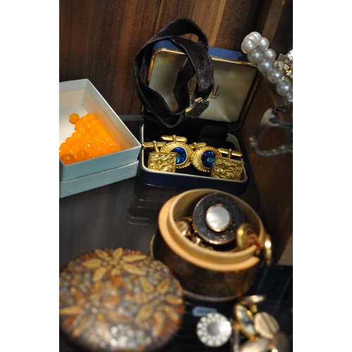 146 - Vintage costume jewellery including necklaces, clip on earrings, brooches, watches, cufflinks and la... 