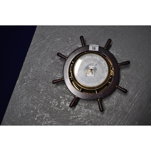 16 - Aug Schatz & Shone West German Ship's wheel Barometer