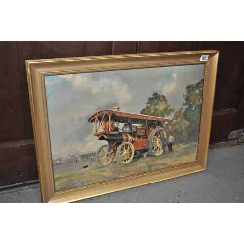 160 - A large framed canvas print 'The Iron Lady' E W Gale & Sons Whittlesey traction engine, by J D Couls... 