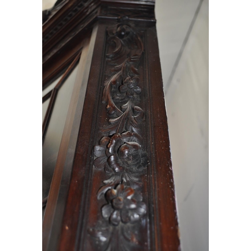 17 - A decorative vintage corner cabinet with glazed door and key, measuring approx H130cm