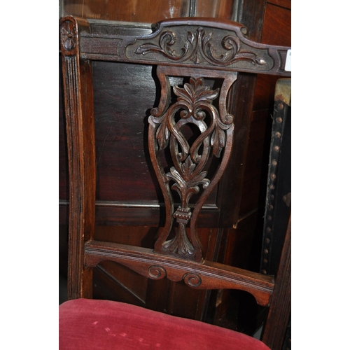 31 - Vintage chair with decorative back and red velour seat