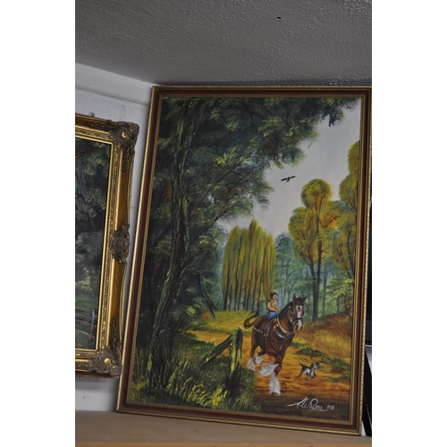 46 - Two 1970's framed paintings by artist A W Ross, length of largest most decorative frame is approx  L... 