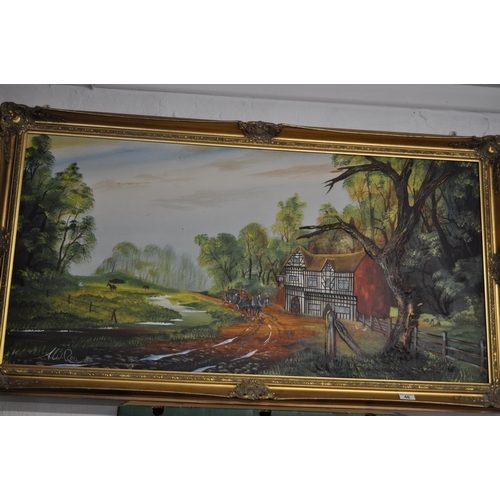 46 - Two 1970's framed paintings by artist A W Ross, length of largest most decorative frame is approx  L... 