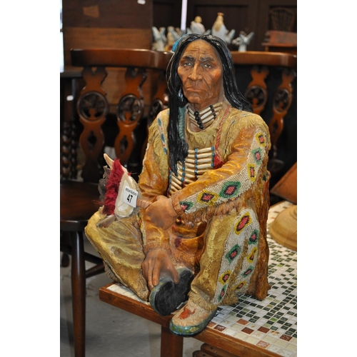 47 - Native American resin figure measuring H44cm