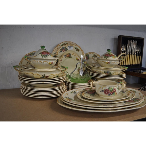 77 - A large quantity of Royal Doulton 'Floretta' table ware items consisting of plates, bowls, lidded bo... 