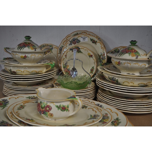 77 - A large quantity of Royal Doulton 'Floretta' table ware items consisting of plates, bowls, lidded bo... 