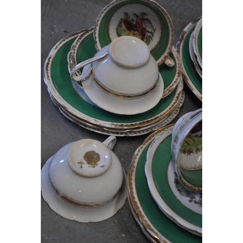 97 - Selection of antique teacups, saucers, plates some stamp to base reads Victoria Austria with a gold ... 