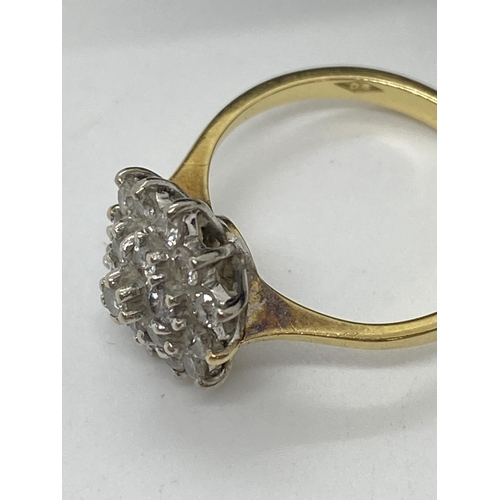 116 - 18ct yellow gold diamond cluster ring, approx .50ct, hallmarked London K