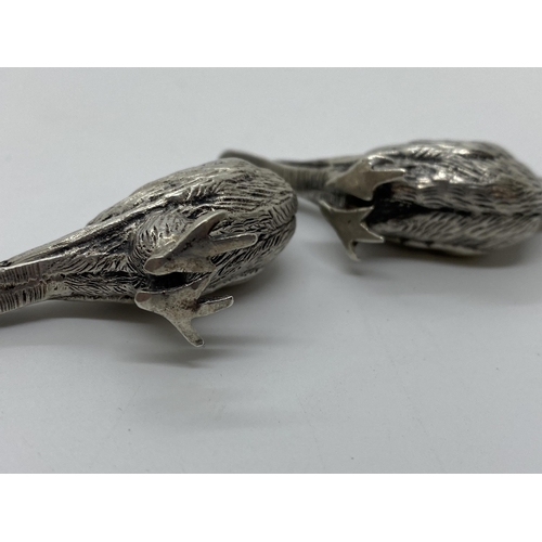 274 - A pair of silver birds in the form of grouse, approx combined gross weight 68g