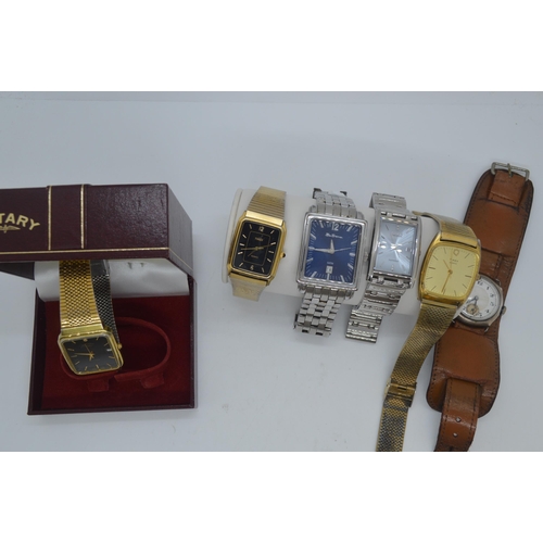 156 - A collection of Gentleman's wristwatches including makers; Rotary, Citizen Eco Drive with rectangula... 