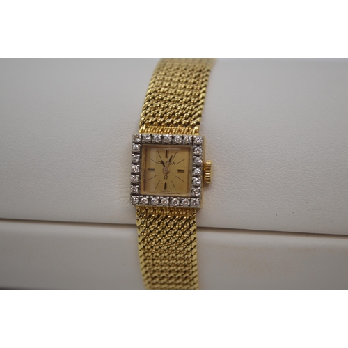 157 - Vintage 18ct yellow gold and diamond Omega ladies watch, working at time of cataloguing.  Approx 0.5... 