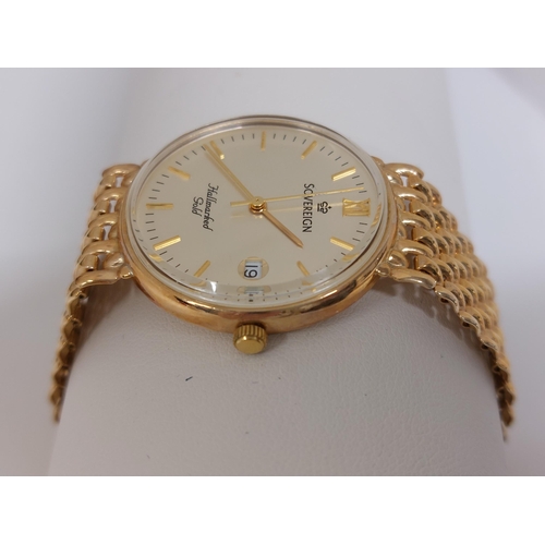 162 - Gentleman's Sovereign 9ct Gold cased  Wristwatch (quartz movement), the signed dial with line marker... 