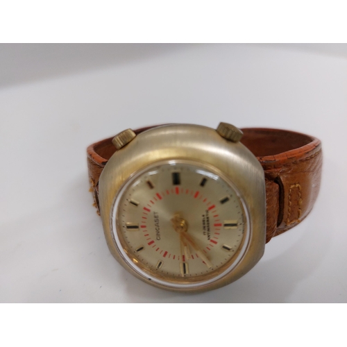 163 - Vintage Cincaset 17 jewel antimagnetic watch, Swiss Made with leather strap